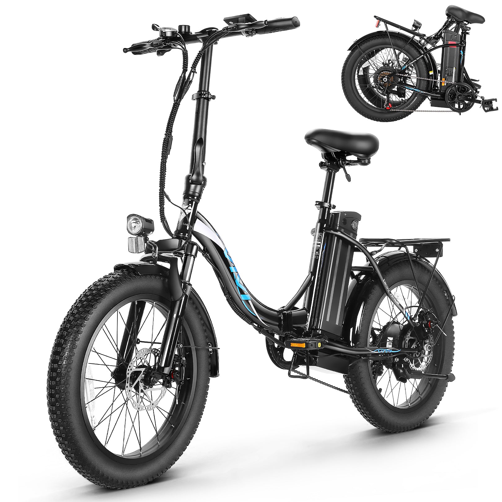 VIVI Bicicletta elettrica per pendolari 3.0" Bicicletta elettrica pieghevole con pneumatici larghi