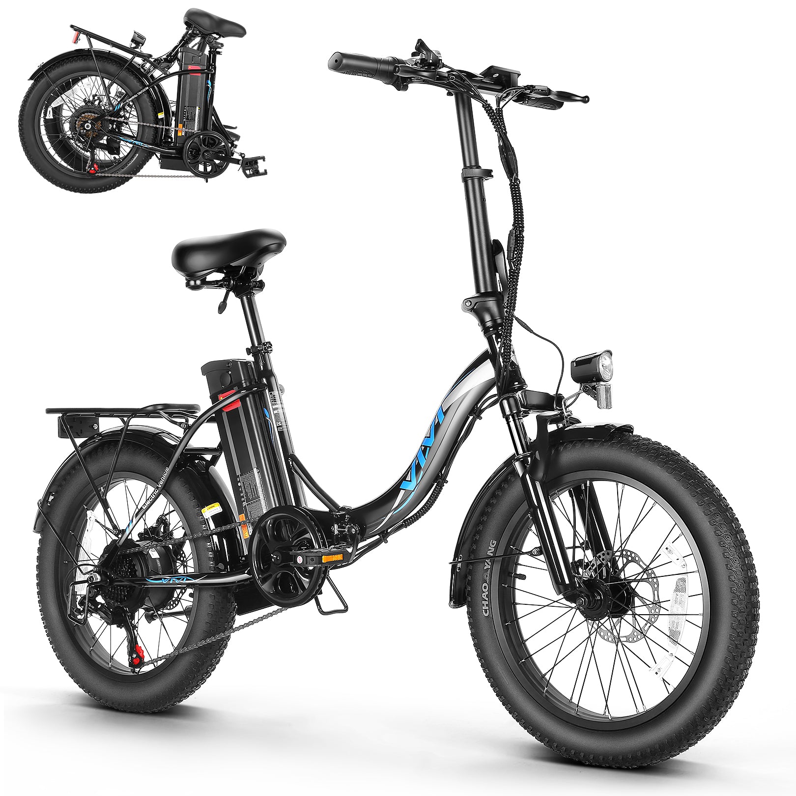 VIVI Bicicletta elettrica per pendolari 3.0" Bicicletta elettrica pieghevole con pneumatici larghi