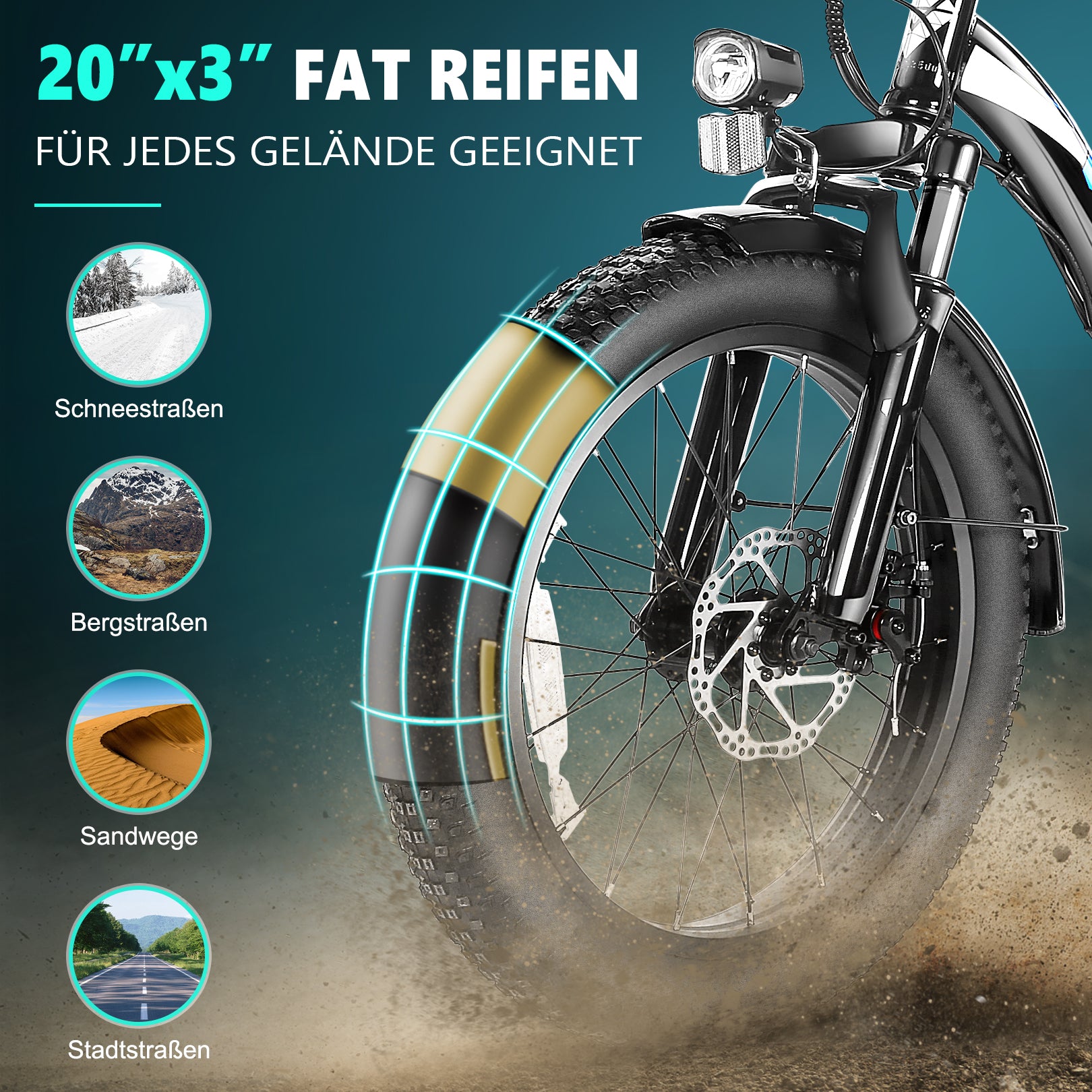 VIVI Bicicletta elettrica per pendolari 3.0" Bicicletta elettrica pieghevole con pneumatici larghi