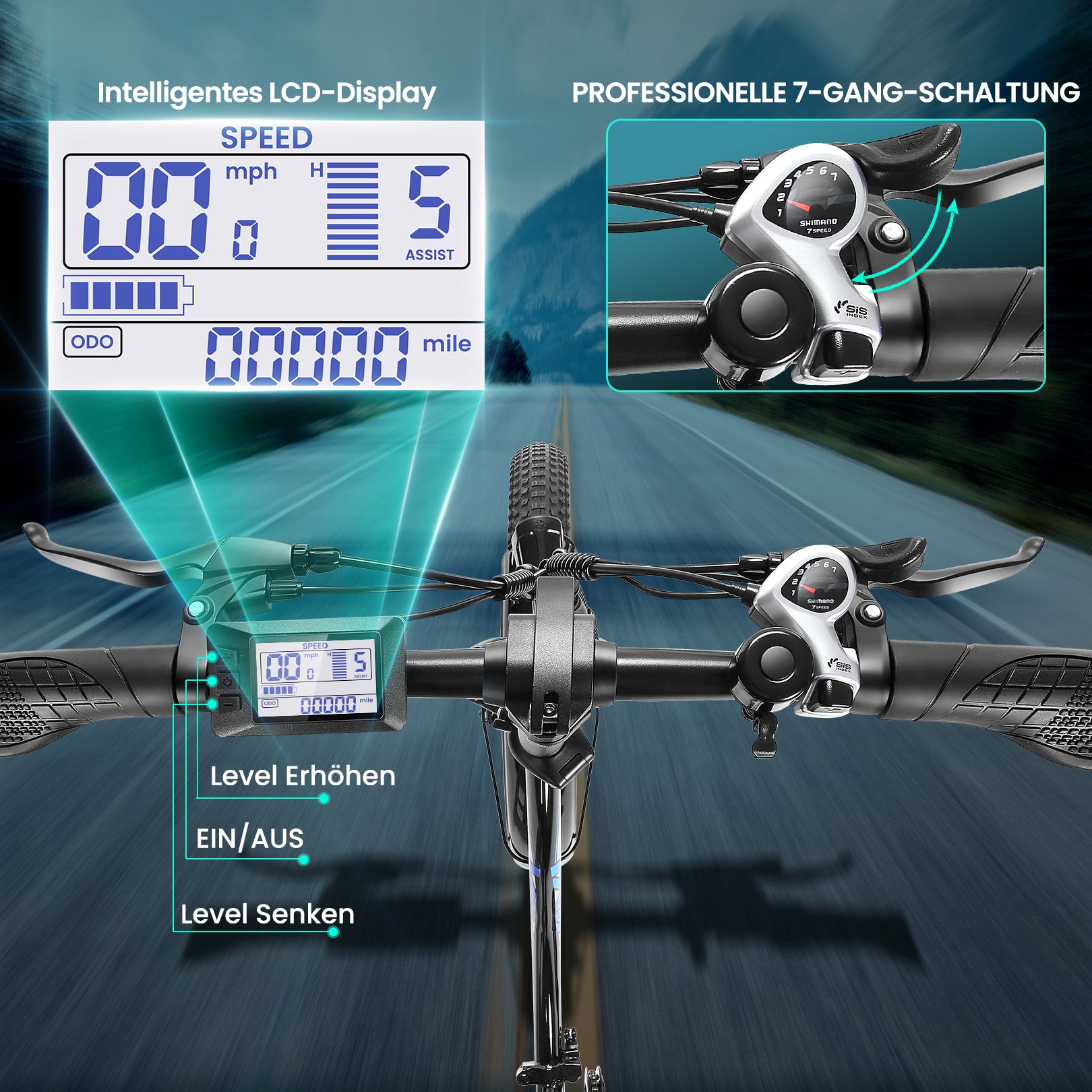 VIVI Bicicletta elettrica per pendolari 3.0" Bicicletta elettrica pieghevole con pneumatici larghi