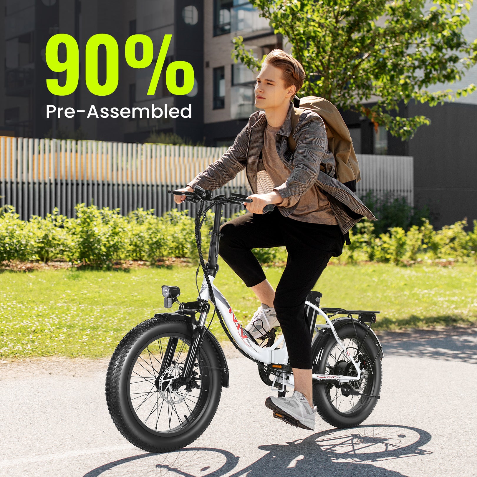 VIVI Bicicletta elettrica per pendolari 3.0" Bicicletta elettrica pieghevole con pneumatici larghi