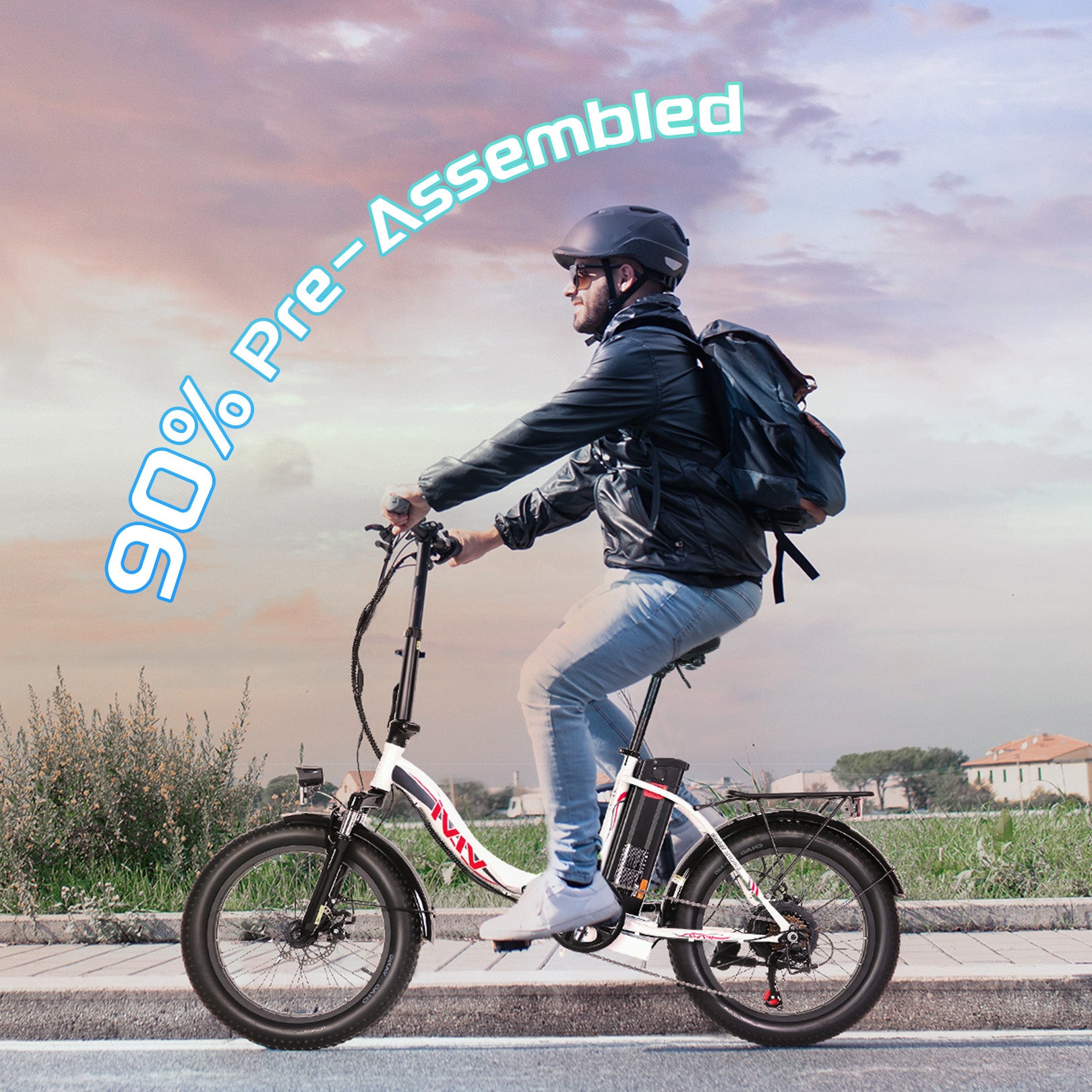 VIVI Bicicletta elettrica per pendolari 3.0" Bicicletta elettrica pieghevole con pneumatici larghi