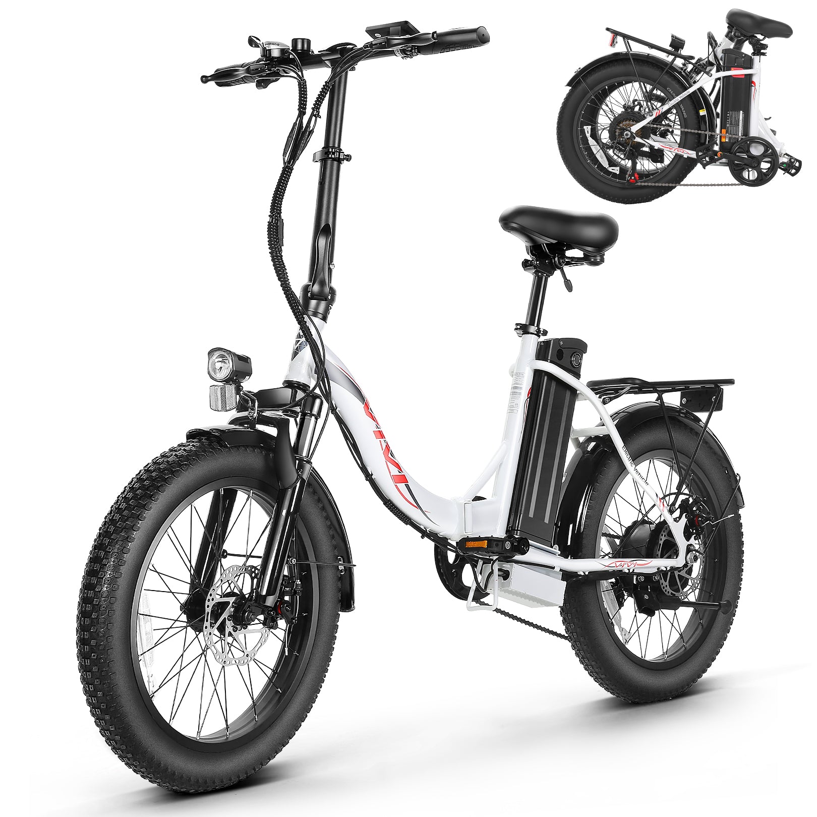 VIVI Bicicletta elettrica per pendolari 3.0" Bicicletta elettrica pieghevole con pneumatici larghi