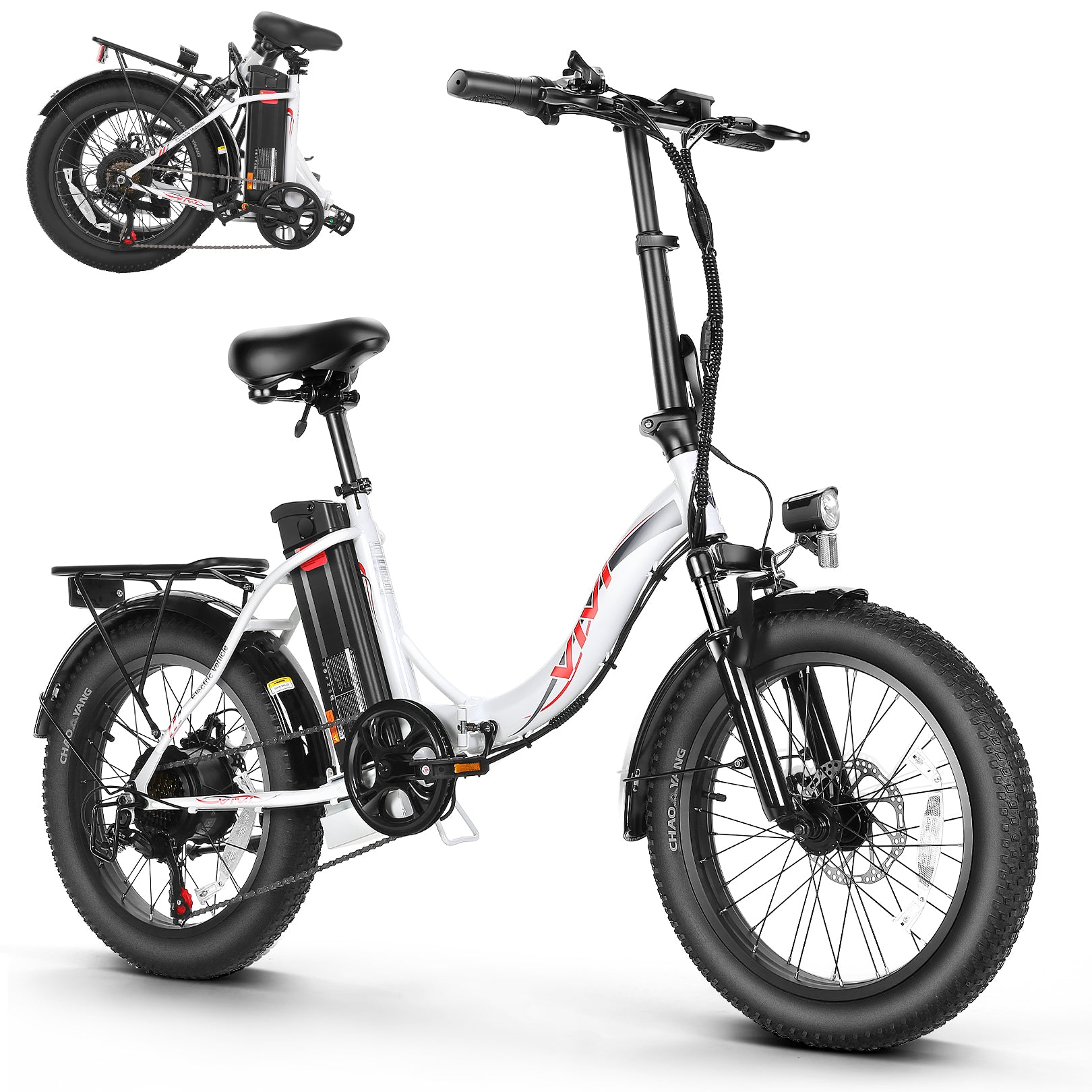 VIVI Bicicletta elettrica per pendolari 3.0" Bicicletta elettrica pieghevole con pneumatici larghi