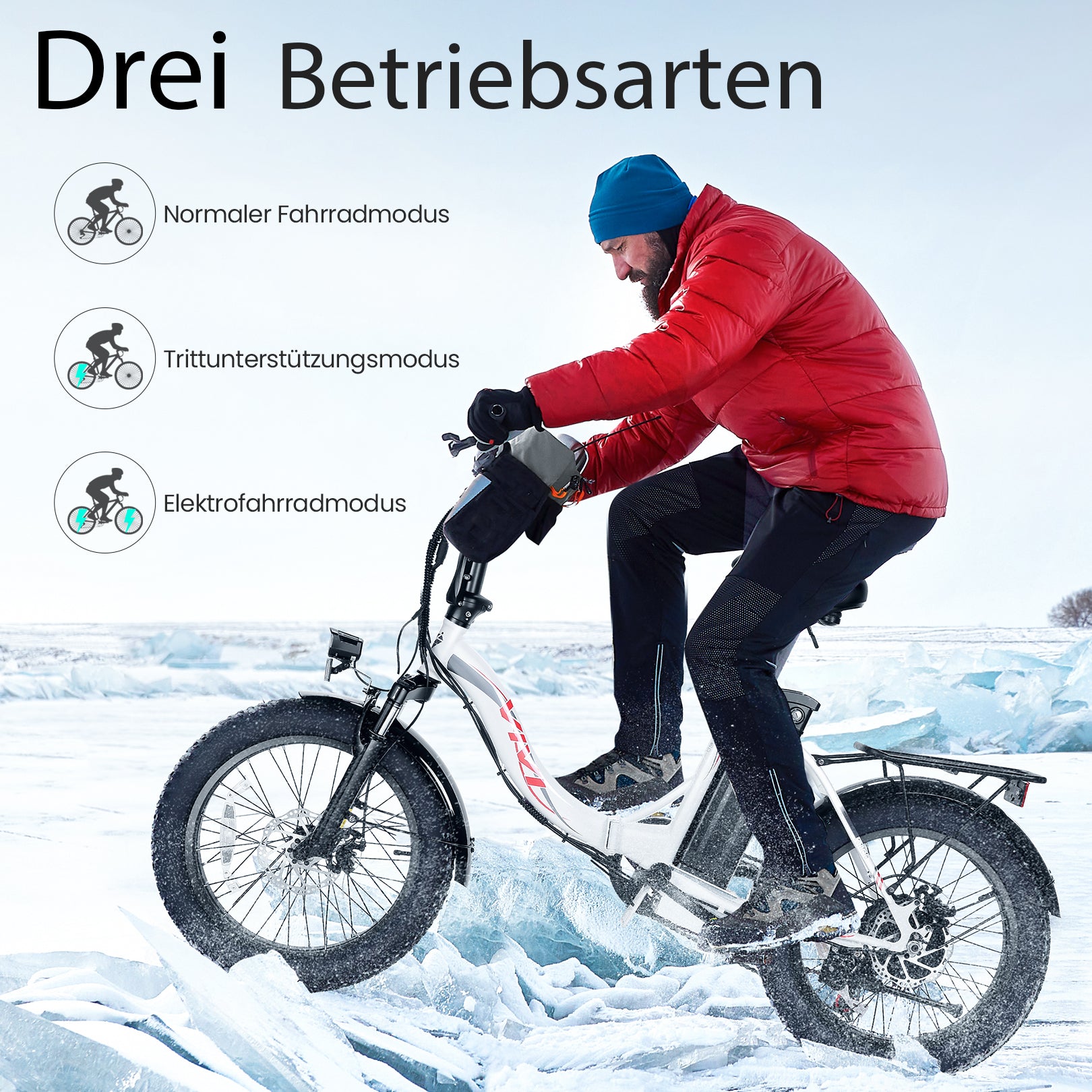 VIVI Bicicletta elettrica per pendolari 3.0" Bicicletta elettrica pieghevole con pneumatici larghi