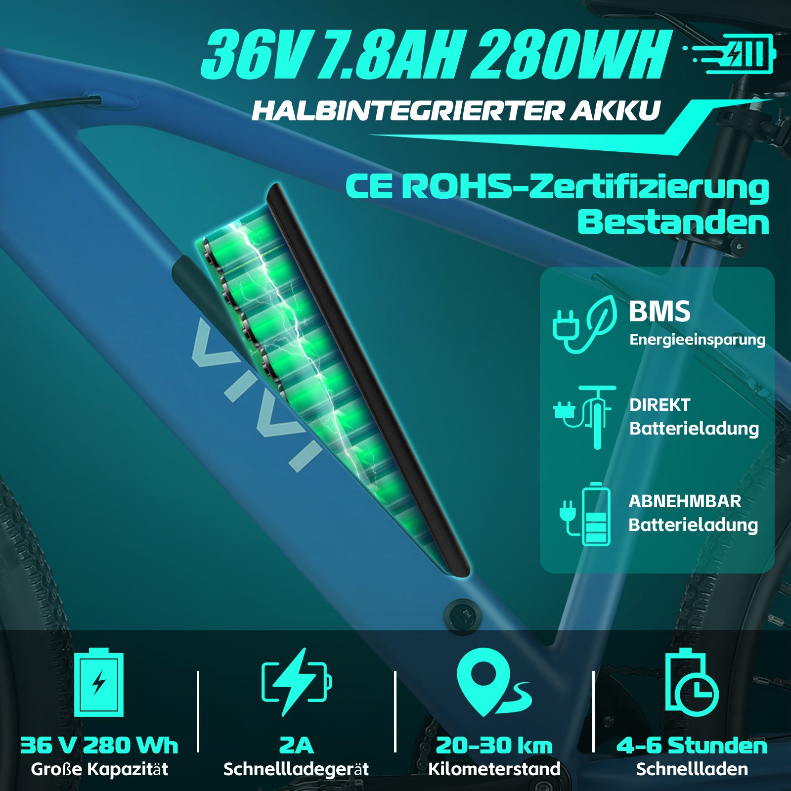 Vivi Electric Bike pendole Hardtail Electric Mountain Bike