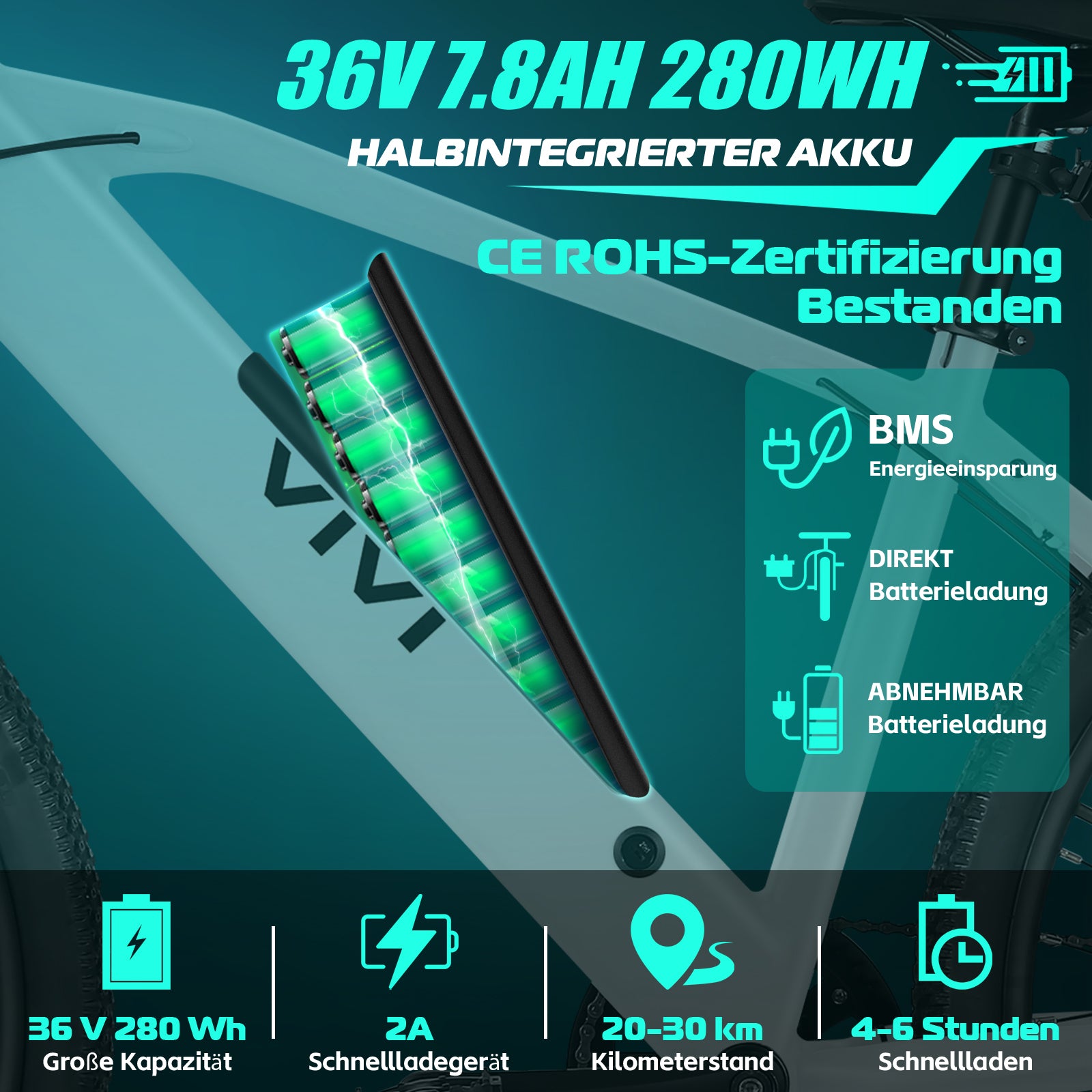 Vivi Electric Bike pendole Hardtail Electric Mountain Bike